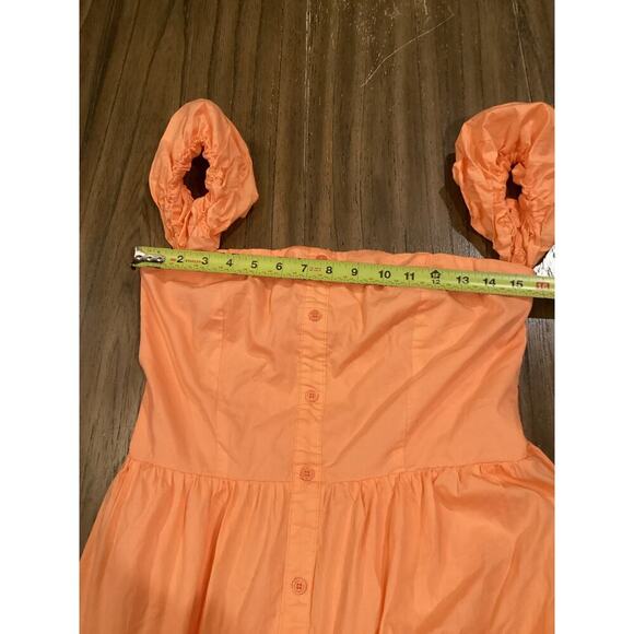 Karlie Tiered Ruffle off the shoulder prairie maxi Midi cotton Dress orange M - Picture 7 of 11
